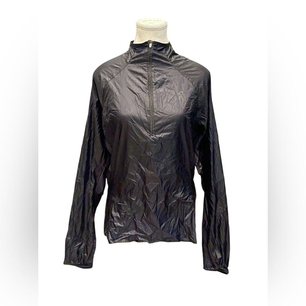 Womens On Cloud Running Insulator Full Zip Windrbreaker Jacket Black Grey Sz M